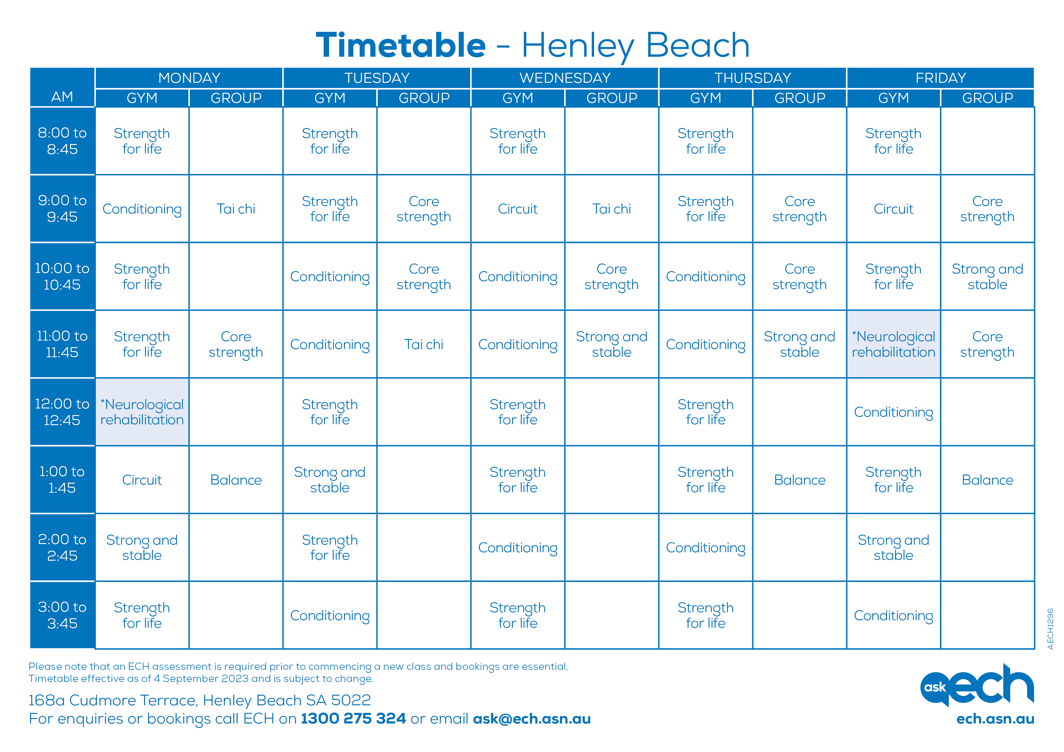 AECH1296 Henley Beach wellness timetable Sept2023