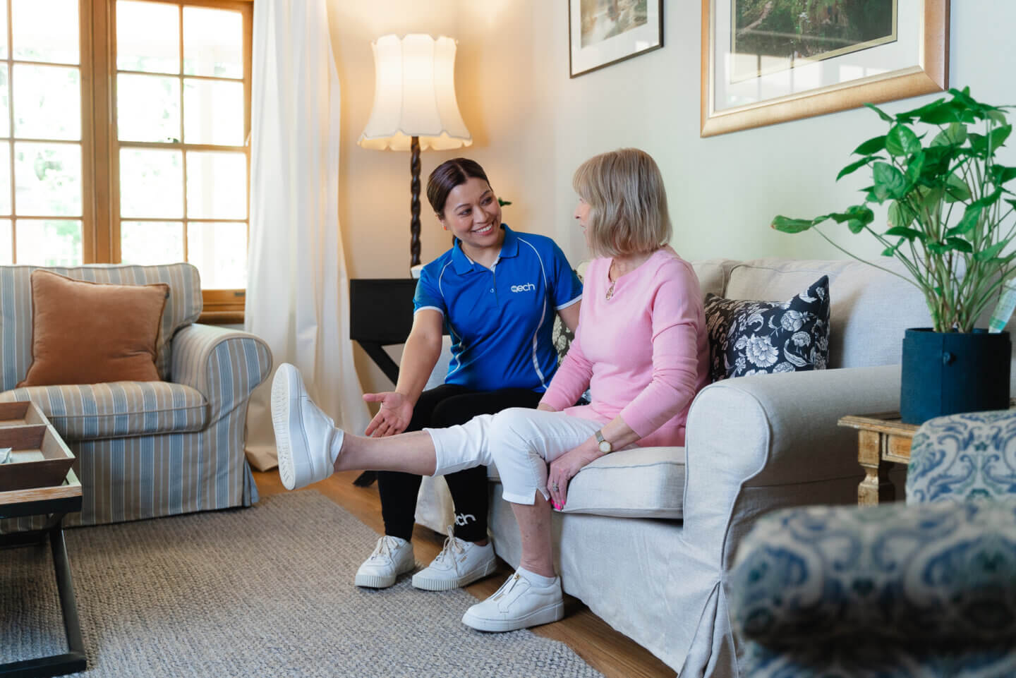 ECH resident receiving physio treatment in ECH retirement home.